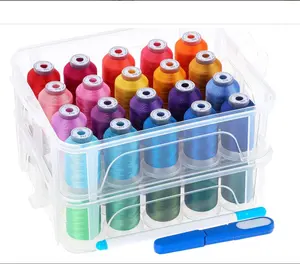 40 Brother Colors 500m Each Embroidery Machine Thread with Clear Plastic Storage Box for Embroidery Sewing Machine