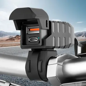 PD Fast Charge Motorcycle Mini Charger with LED Display, USB-C Portable Power Adapter for Bikes