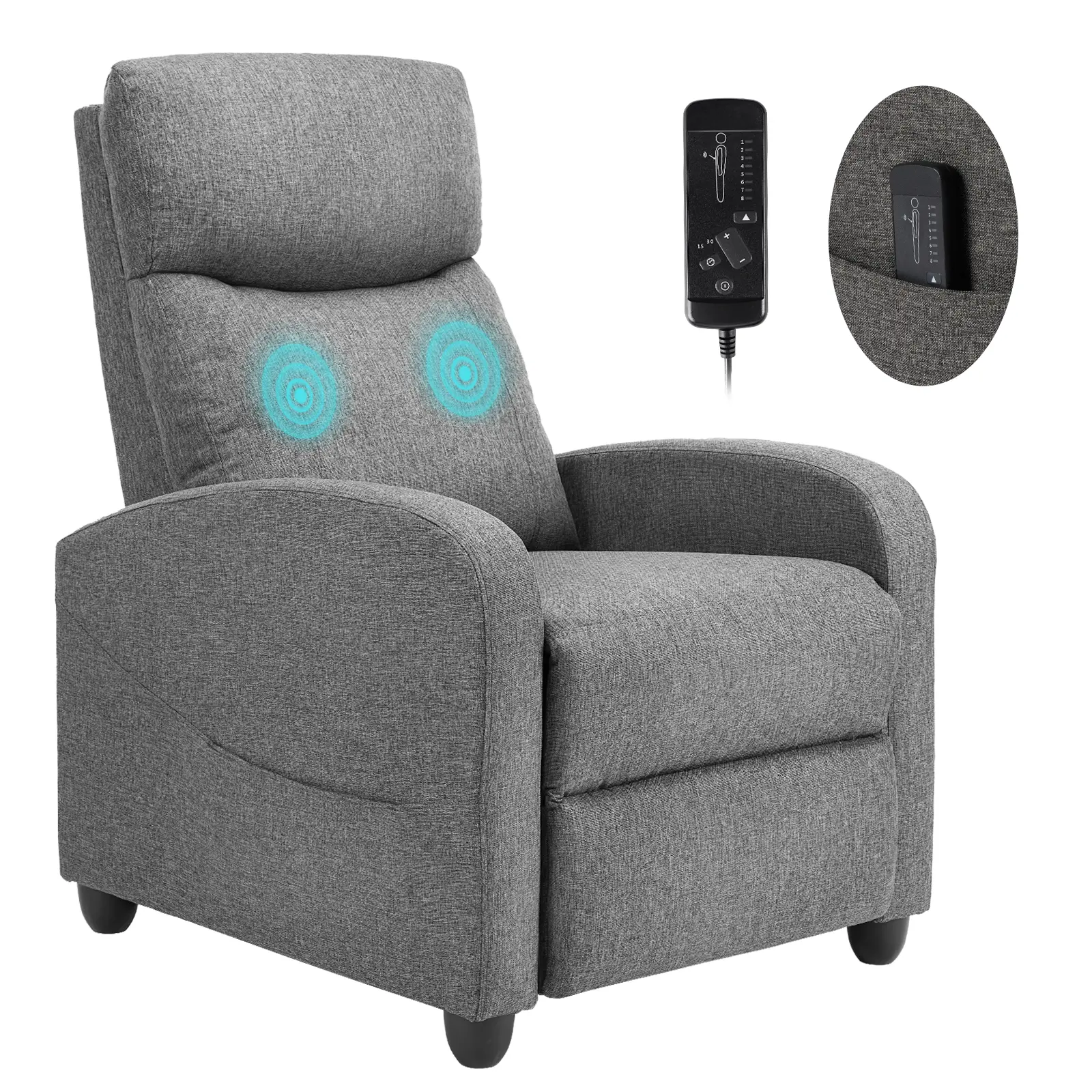 Massage Recliner Chair for Adults, Adjustable Home Theater Seating with Lumbar Support, Small Recliners for Small Spaces