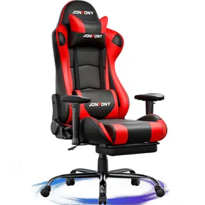 JONPONY Big and Tall 500LBS Gaming Chair, Ergonomic Design, Gamer Chair PU Leather with Footrest and Lumbar Support, High Back Office Chair Support 8 Hours Long Sitting,Red Computer Chair