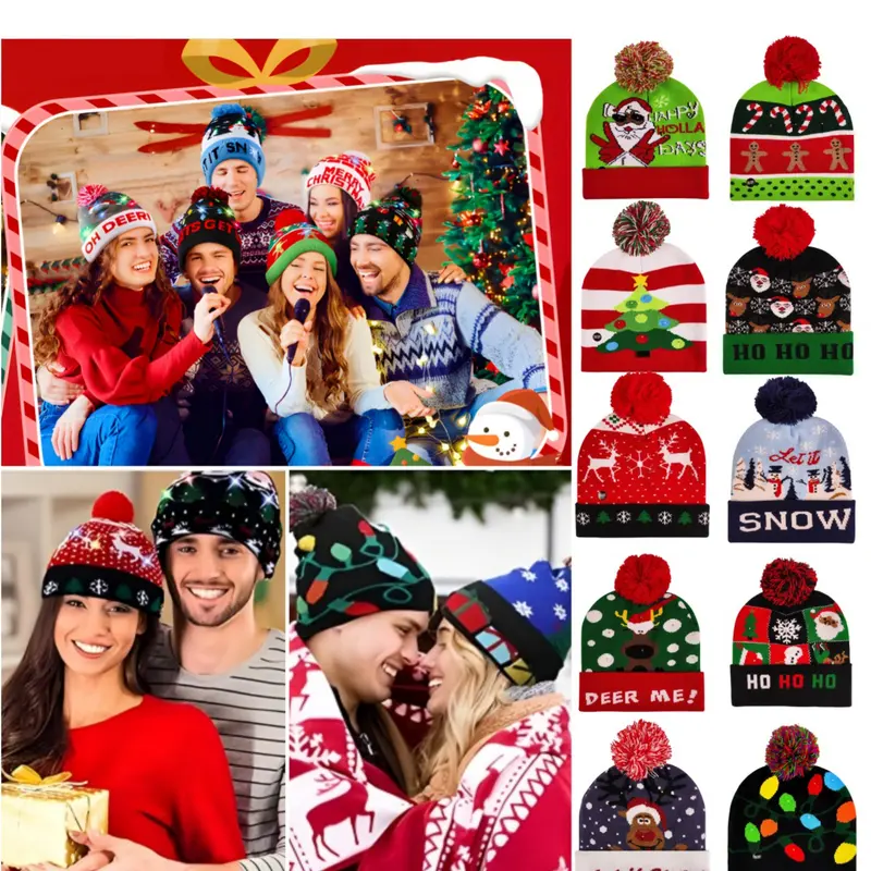 Surprise Pattern Knit Beanie Hat, Fitted Style for Kids & Adults, Perfect for Christmas, New Year, Holidays, Valentine's Day Gift, Lightweight Beanie
