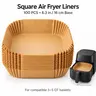 100 Pieces Square Air Fryer Paper Liners - Kitchenware, 6.3-in or 8-in Base Options, Brown Disposable Parchment Liners with Raised Sides, Waterproof, Ideal for Family & Holidays, Catches Grease & Crumbs for Easier Cleanup