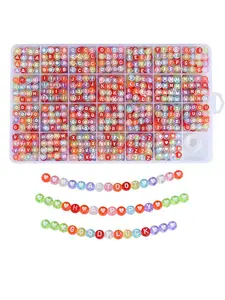 1box/1350pcs Acrylic Letter Beads Set, 1 Box Approx 1350 Pieces, Colorful A-Z Letters 4x7mm, DIY Bracelet & Necklace Making, 28 Grids Separated, Jewelry Making Kit