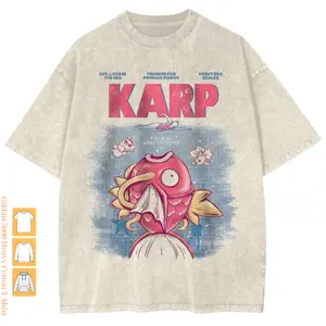 Jaws x Magikarp Vintage Graphic Tees, Magikarp T-Shirt, Pokemon Shirts, Vacation Outfits, Unisex Anime Manga Shirt Top Menswear Womenswear Streetwear