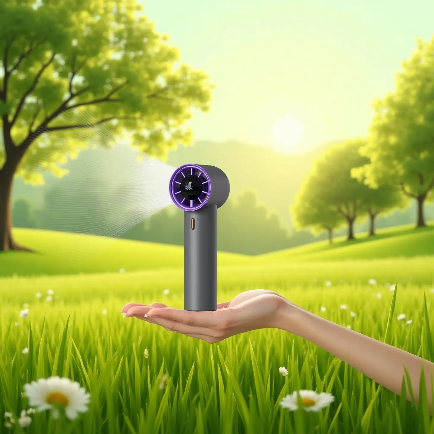 Portable Handheld Turbo Fan, 16000RPM Pocket Fan, Digital Display, Mini Personal Hand-fan with 100 Speeds, Powerful Cooling for Travel Home Office Out