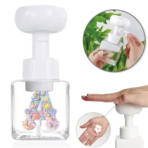250ML Empty Soap Dispenser, 1 Count Portable Flower Shape Foam Bottle, Press Type Pump Head Soap Dispenser for Bathroom Kitchen