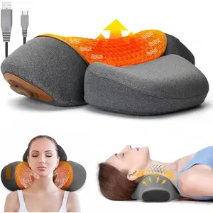 Neck Massager Pillow with Heat, Soothing Vibration & Cervical Traction for Pain Relief, Corded Electric & Shoulder Relaxer for Home Office, Gifts for Men/(Dark Gray)