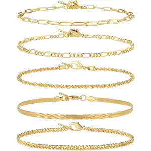 Women's Gold/Silver Plated Cuban Link Anklets, Waterproof Plus Size Ankle Bracelets for Large Ankles (9-12in), Anklets For Women