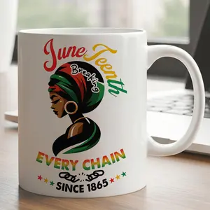 1pc 1pcs 11oz Juneteenth Mug Breaking Every Chain Since 1865 - African American Coffee Cup with Historical, Suitable for Juneteenth Gifts, Home Office Daily Use, Commemorative for Independence Day Celebration for &