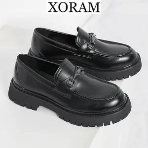 Men’s 2026 Chunky Patent Leather Platform Loafers - Formal Height-Increasing Slip-On Dress Shoes, Suitable for Barbers, Streetwear Style 3061, Summervibes