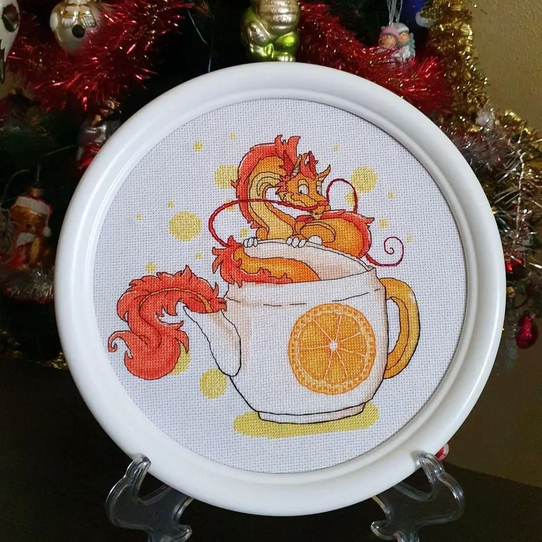 Tea dragon - PDF Counted Cross Stitch Pattern