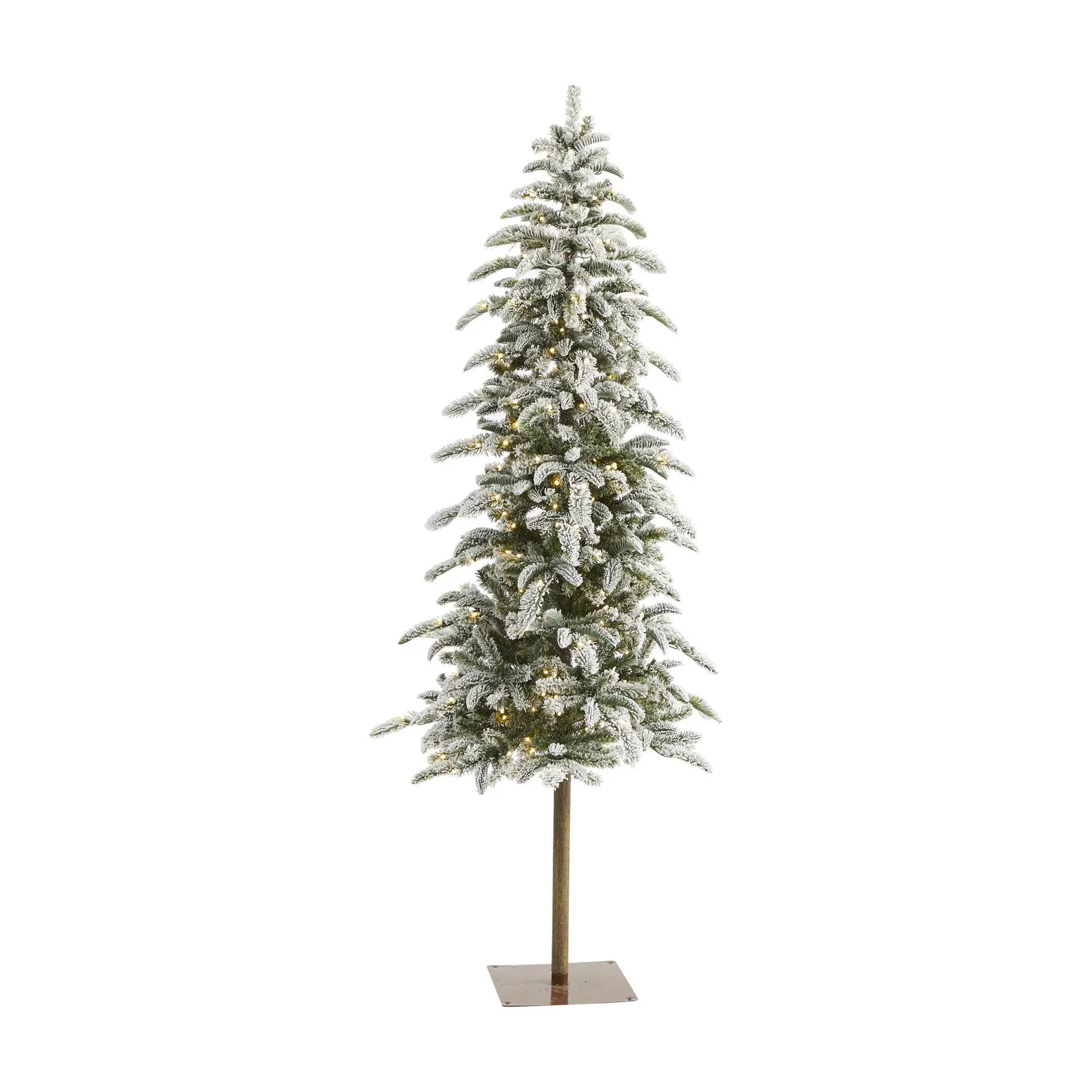Nearly Natural 6.5' Flocked Alpine Christmas Tree w/250 Lights