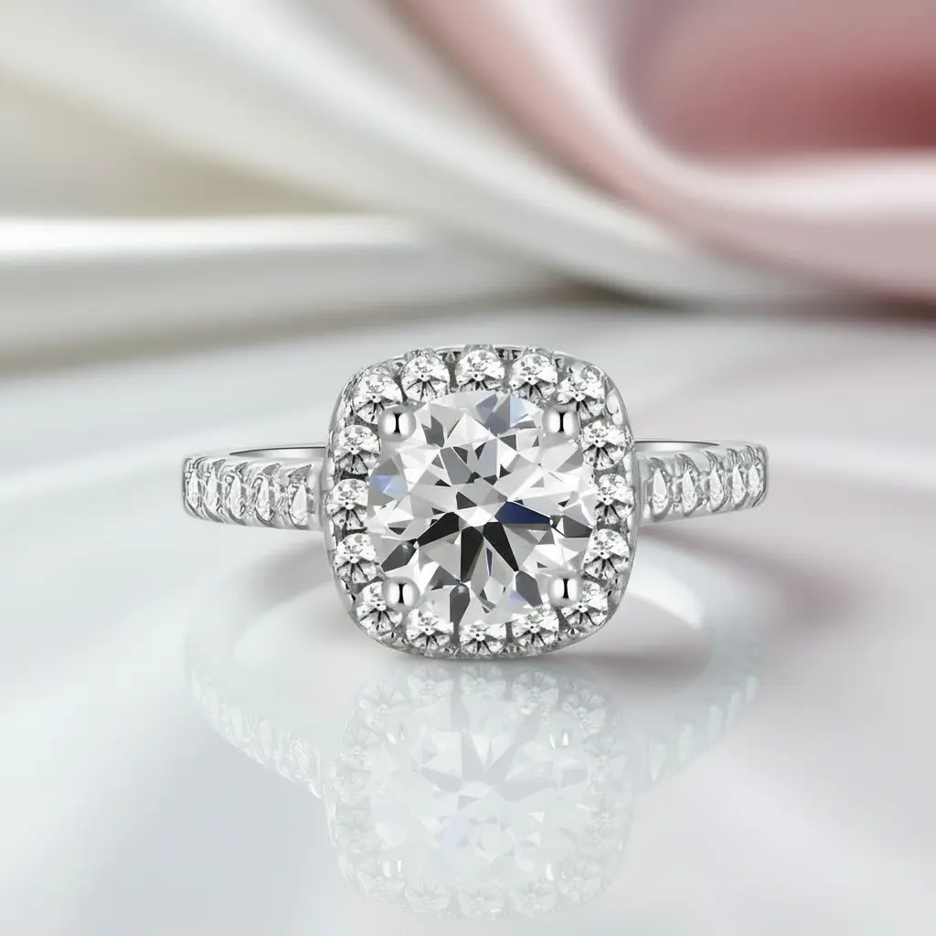 3.0 Ct Round Brilliant Diamond Option Halo Engagement Ring