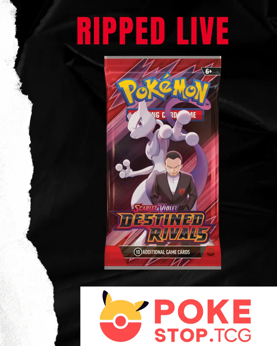 Pokemon Destined Rivals Booster Pack (Ripped Live)