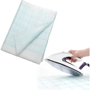 Fusible Interfacing with 2''x2'' Grid Nonwoven Layout Iron On/Rayon Lightweight Interfacing for Supplies(White,11.6 Inch X 10 Yard,Light Weight)
