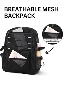 Mesh Backpack, See Through, Ultra-Lightweight Net Bookbag, Breathable Transparent, School Beach Sports Gym Travel, Back-to-school gifts