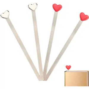 4 Pack Metal Heart-Shaped Bookmark Reading Page Markers Heart Metal Bookmark for Book Lover  Women Girls,2 Colors