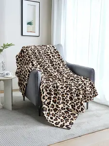 1pc Leopard Throw Blanket, Bedding, Cozy And Warm Blanket, Lightweight Soft And Comfortable, Minimalist And Stylish Design, Suitable For Sofa, Bedroom, Living Room, All-Around Comfort, Travel Use, Nap Blanket, Reference Size Image