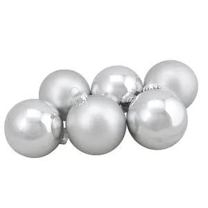 Northlight  3.25 in. Christmas Ball Ornaments, Silver Shiny & Matte - 6 Count