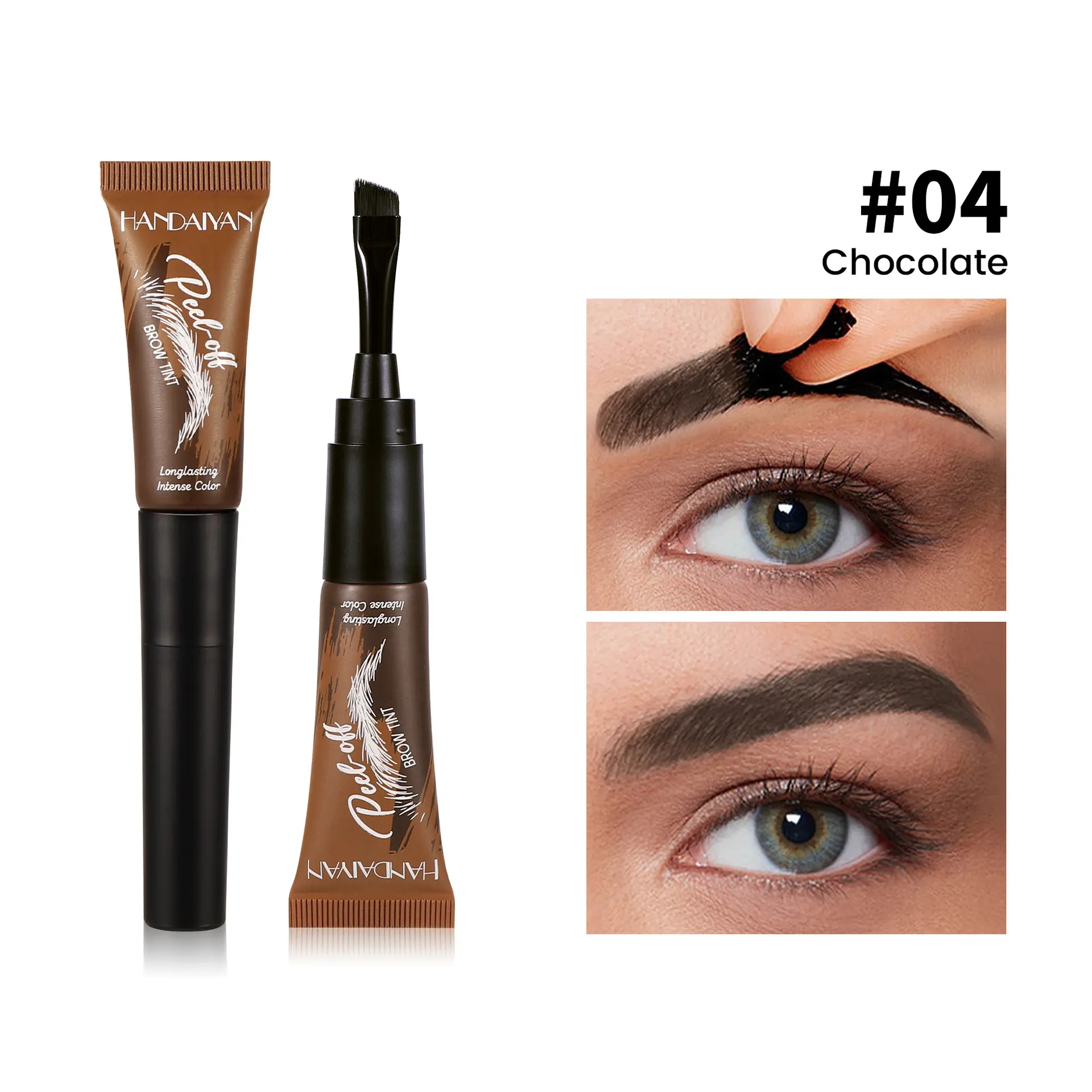 #04 Tattoo Eyebrow Gel Easy Peel Off,Longlasting Eyebrow Gel Peel Off, 【Waterproof】【Sweatproof】【Transfer-proof】Long-lasting Up to 3 Days,Brow Tattoo with 180°Small Curved Tray, Brow Gel Natural Eye Makeup for Women Create Fuller & Defined Brows Makeup