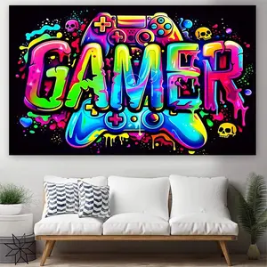 Vibrant Fluorescent Polyester UV Reaction Game Controller Light Banner, Living Room Bedroom Office Decor, Multifunctional Home Party Accessory