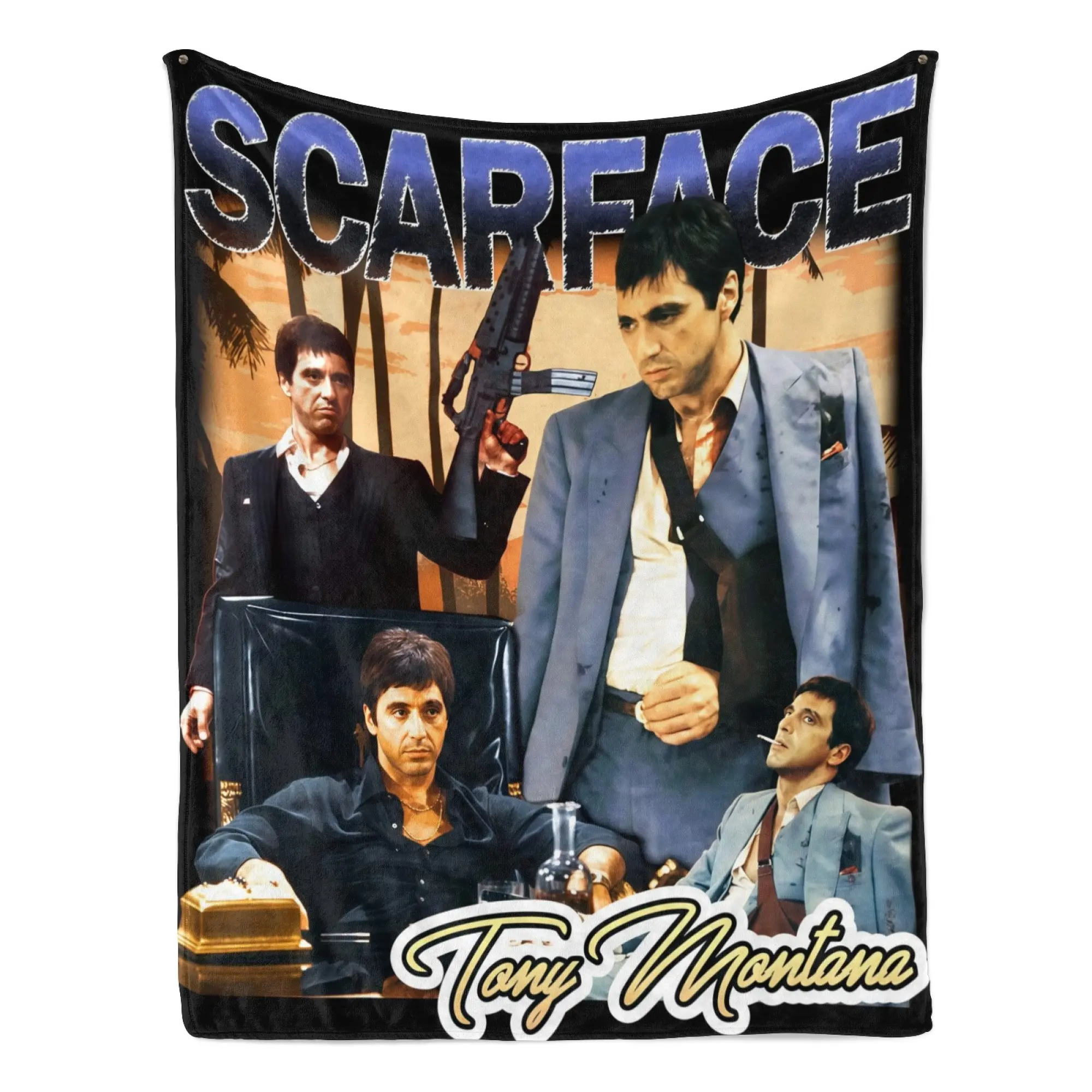 Scarface Tony Montana Retro Photo Print Fluffy Soft Flannel Throw Blanket (60x50in/150x130cm) - Anti-Pilling, Machine Washable Home Decor Blanket for Classic Gangster Movie Fans, Men's Room Gift, Multi-Size, Fluffy Soft Blankets