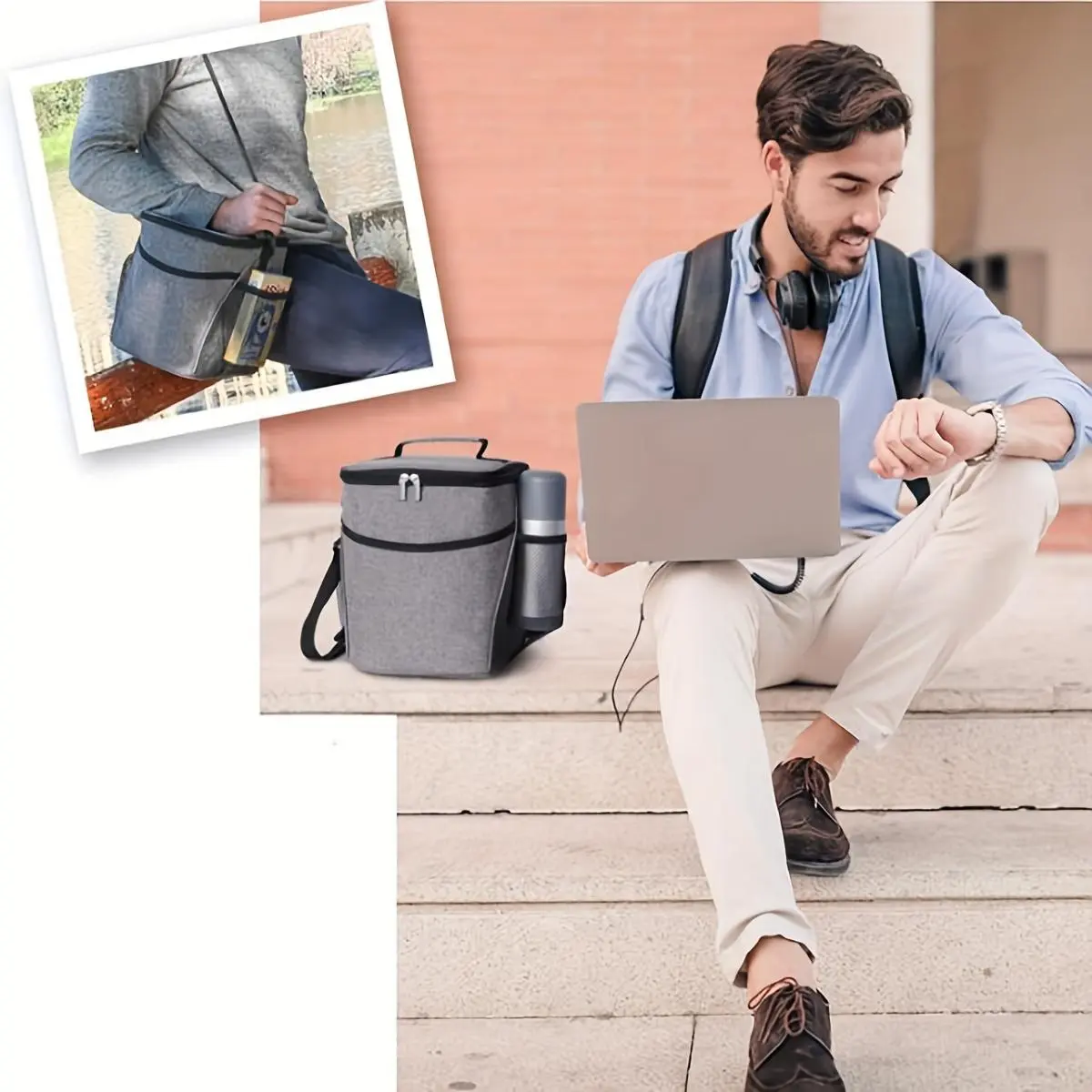 1pc Customizable Logo Lunch Box Bag with Ice Pack, Breakfast Bag, Insulated Lunch Bag, Large Capacity Lunch Bag for Students, Thickened Insulated Bag