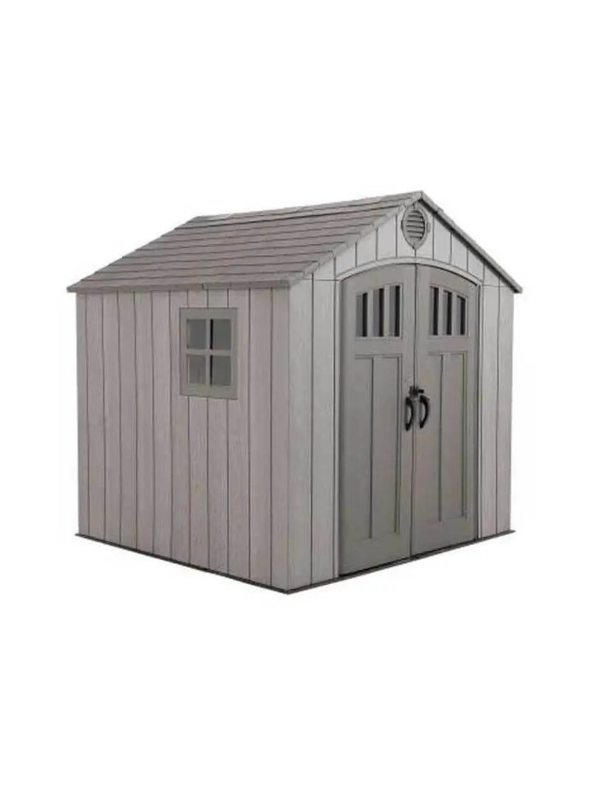 Lifetime LFT60370 Metal Outdoor Storage Shed - 8x7.5 ft, HDPE, Water Resistant, 26.84"Hx32"W, 416 lbs Capacity, Heavy-Duty Steel Trusses, Low Maintenance, Added Security for Home Improvement, Garden Supplies, 26.84" H X 32" W