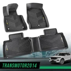 TPE Floor Mats For 2020-2024 Ford Explorer,All-Weather Protection Waterproof & Easy Clean Rubber Liners
