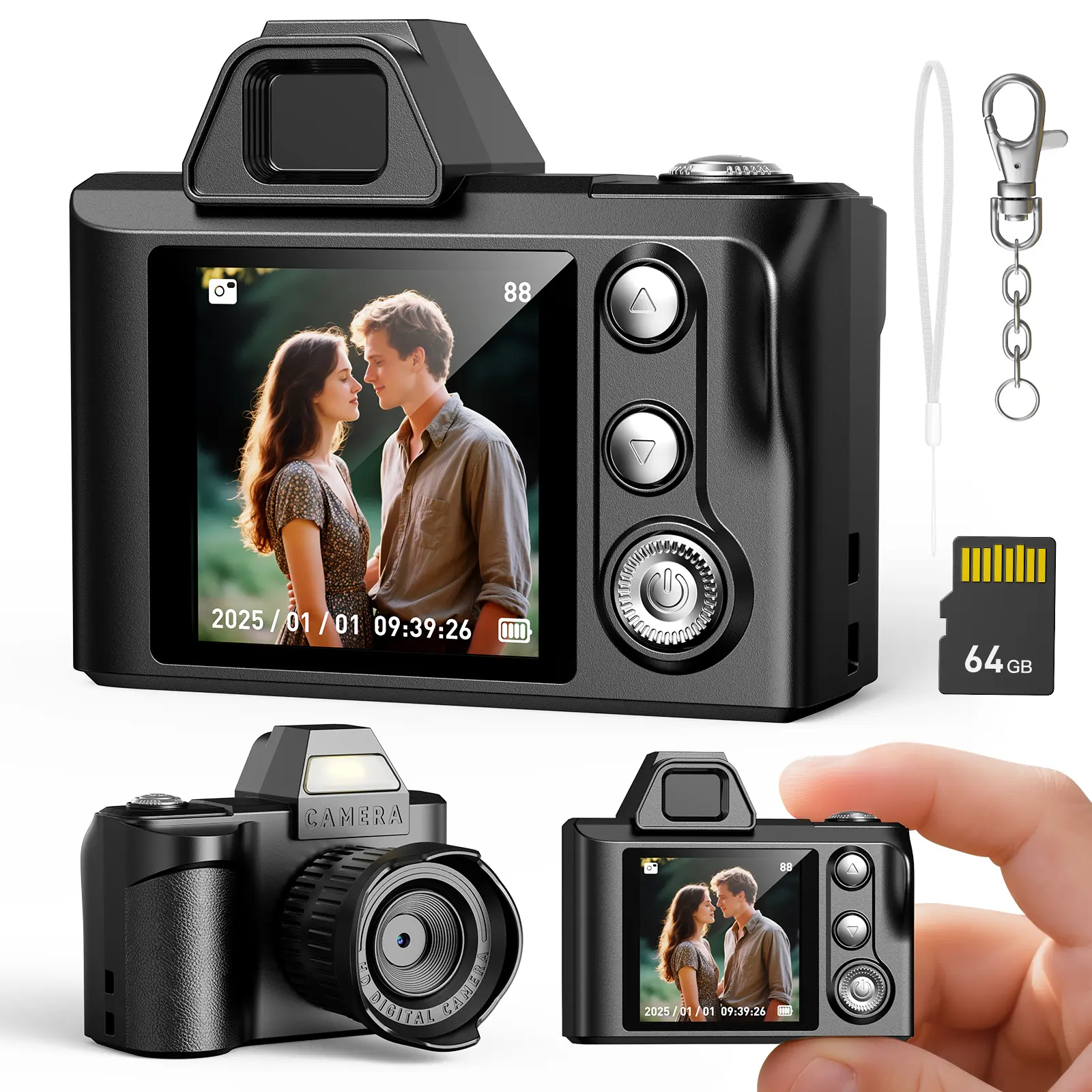 Kids' Mini Digital Keychain Camera, Portable Toy with 1080P Photo & HD Video Recording, Travel Gift for Boys & Girls, Creative Birthday Christmas Present