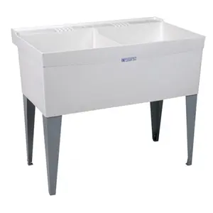E L Mustee And Sons Inc 27F 40 in. X 24 in. X 34 in. White Double Bowl Laundry Tub