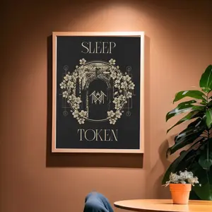 Sleep Token Poster, Black Gold Aesthetic Wall Art, Gothic Arch Design, Alternative Music Room Decor, Dark Vintage Style Print, No Frame Included