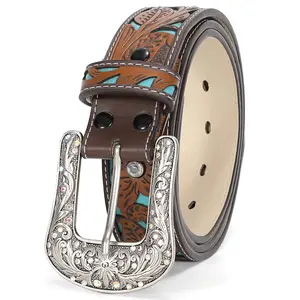 Clip Buckle Western Belts for Men & Women, Leather Cowgirl Cowboy Belt  Vintage Western Belt For Jeans