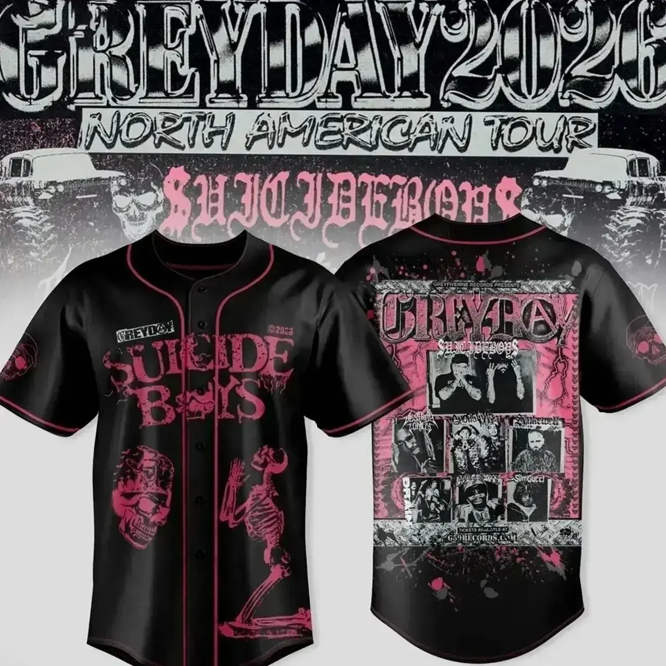 Suicideboy G59 Baseball Jersey, Greyday Tour 2026 Jersey Shirt, Suicideboy Merch Shirt, Tour 2026 Shirt For Fan, Streetwear Music Shirt baseball jersey FV2