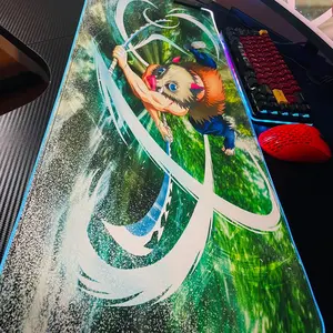Inosuke Demon Slayer RGB Anime Mouse Pad, 31.5”X 11.8”, LED Gaming DeskMat