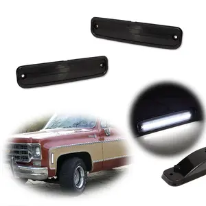 2pcs Smoked White LED Side Marker lamps Lights 1973 1974 1975 1976 1977 1978 1979 1980 GMC Chevy Pickup Blazer Suburban Jimmy,Replace OEM GM2550108, 6270434