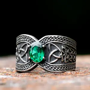 316L Stainless Steel Viking Celtic Knot Nose Ring, Odin Amulet Scandinavian Fashion Artificial Gemstone Jewelry Accessory