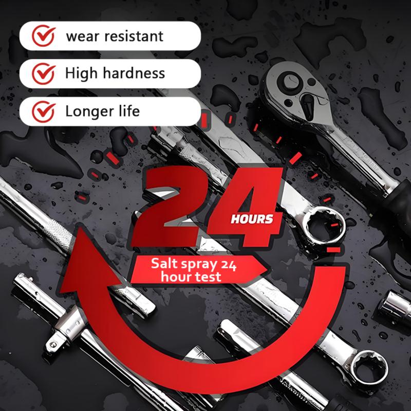 46pcs Car Repair Machinery Tools Set, Household Machinery Tools, Socket Wrench Diy Repair Tool Kit, Ratchet Screwdriver Compatible with Car Repair & Bicycle Repair, Hardware Toolbox Compatible with Auto Repairing, Valentine's Day Gifts for Husband and Man