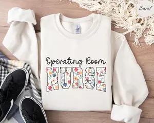 Floral OR Nurse Sweatshirt, Flower OR Nurse Shirt, Operating Room Nurse Crewneck, Nurse Appreciation Gift, SICU Nurse Pullover Sweater