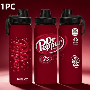 1pc 20oz Dr Pepper themed insulated cup - Retro soda style stainless steel portable sports water bottle - Ideal for nostalgic soda lovers Vacuum Insulated Cup