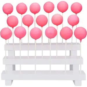 Cake Pop Stand Display Riser - 3 Tier Wood Lollipop Holder, 17 Hole Sucker Stand for Dessert Table of Wedding Birthday Party, White Collapsible Fit 5/32" (4mm) Lollipop Sticks