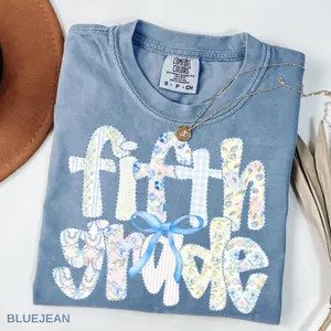 Comfort Colors Fifth Grade Teacher TShirt, Cute 5th Grade Teacher Tshirt, Fifth Grade Teacher Appreciation Gift, Coquette Bow TShirt