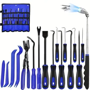 17Pcs Auto Trim Removal Tool Set, Professional Clip Pliers, Fastener Remover, Precision Hook and Pick Set with Telescoping Magnetic Pick-Up Tool for Car Audio Dash Door Panels