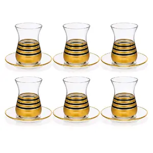 Honeycomb Black and Gold Six Piece Tea Set