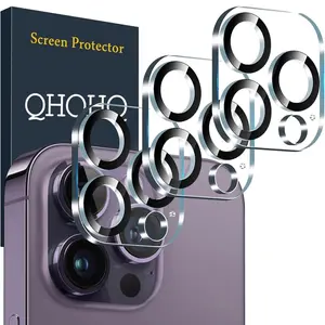 Glass Camera Protector IPhone 14 ProMax/Pro QHOHQ [3 Pack Tempered Glass Camera Lens Protector for iPhone 14 Pro 6.1" / iPhone 14 Pro Max 6.7", Ultra HD, Scratch-Resistant, Case Friendly, with [Removal Tool] [Support Night Shooting]