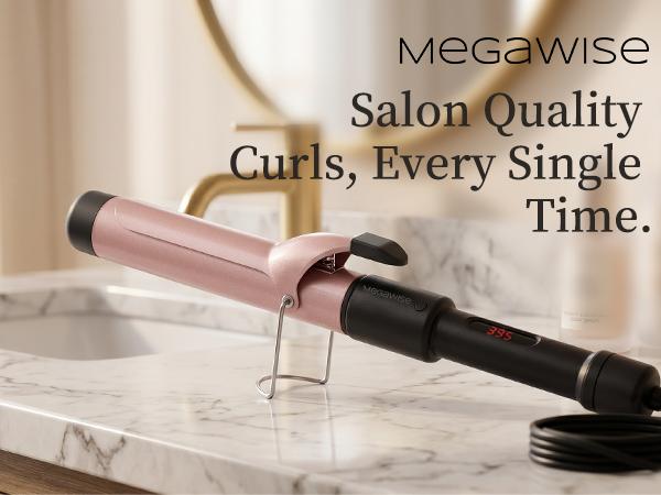 MEGAWISE 1.25-Inch Ceramic Barrel Curling Iron for Soft Curls, 60s Fast Heating, Adjustable Heat Up to 430°F, LCD Temp Ctrl, Plug Powered, Dual Voltage, Suitable for All Hair Types