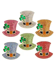 Three-Leaf Clover Hat Sparkle Rhinestone Drip Brooch, Fashion Accessory for Women, Elegant Jewelry for Casual & Formal Wear