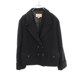 Pre-owned GUCCI Wool Small Leather Goods Double Breasted Coat