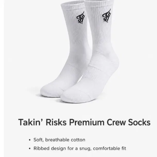 Takin Risks Premium Crew Socks Casual Classic