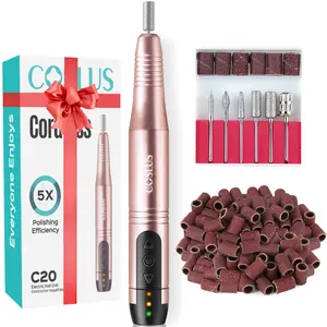 COSLUS C20 Professional Electric Nail Polisher Portable Wireless Rechargeable with 6 Bits & Sanding Bands for Gel Powder Nail Art Low Noise Heat Home Salon Use Springtok Cordless Lightweight Manicure Pedicure Daily